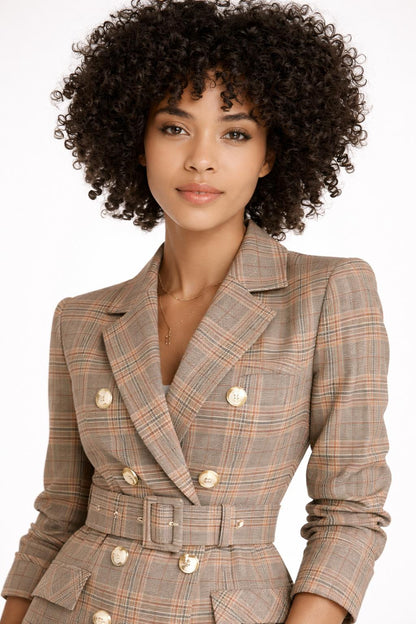 Moreau Check Belted Blazer Dress