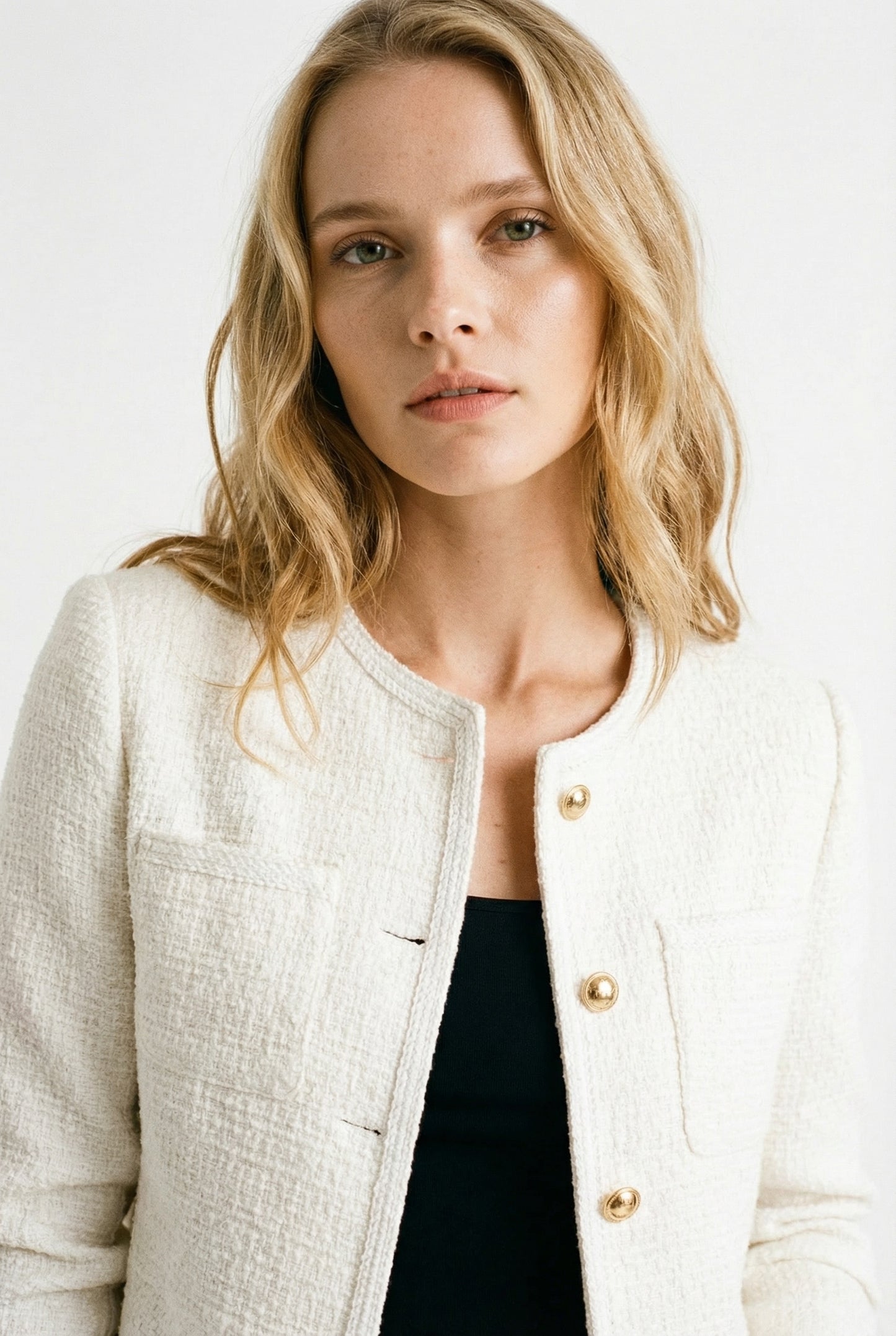Elara Vance Cropped Textured Blazer