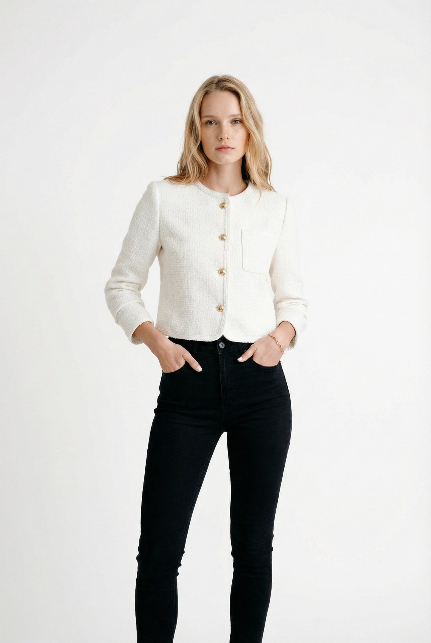 Elara Vance Cropped Textured Blazer