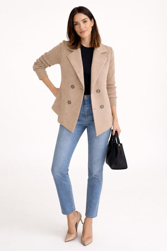 Éloïse Knit Sleeve Tailored Blazer