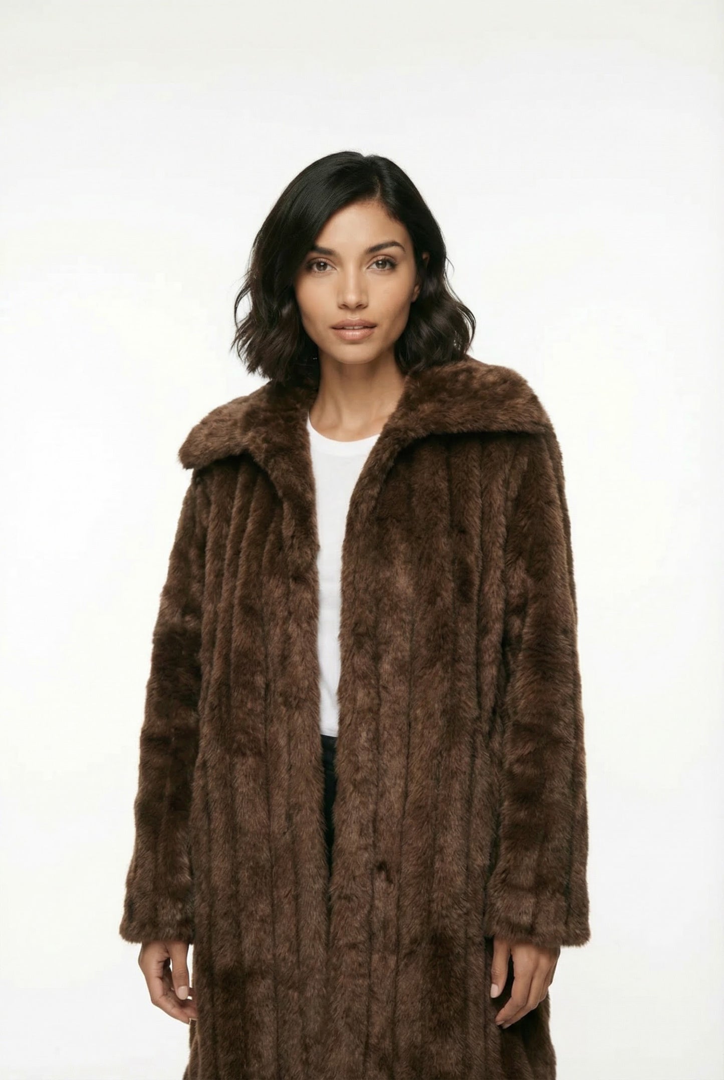 Moss Dames Faux Fur Jas | Luxe Oversized Winterjas in Chocoladebruin