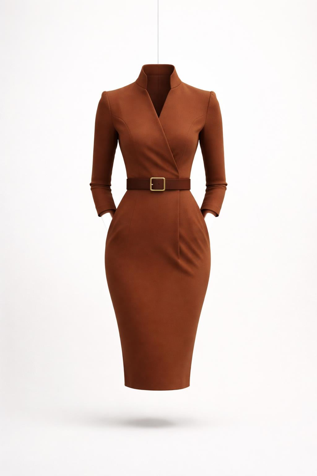 Jess Elegante Midi Jurk Met Ceintuur Dames