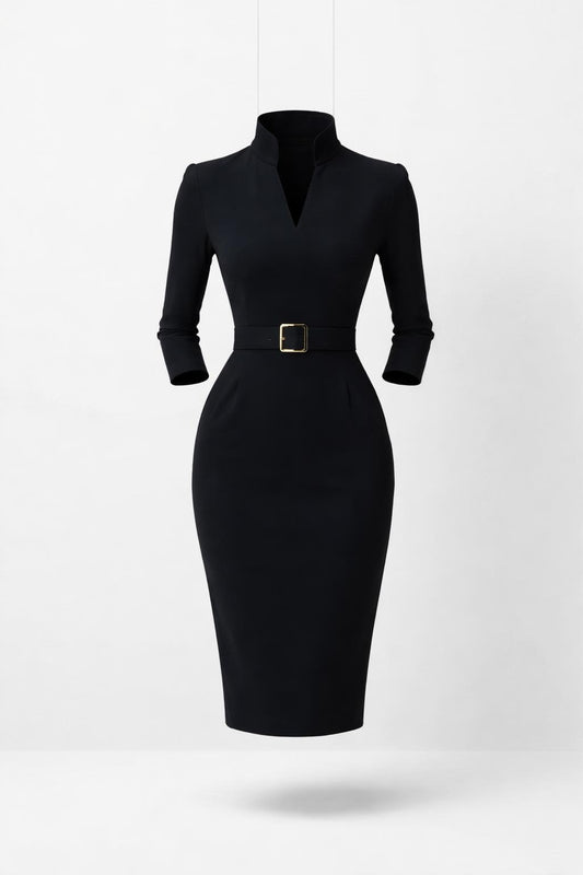 Jess Elegante Midi Jurk Met Ceintuur Dames
