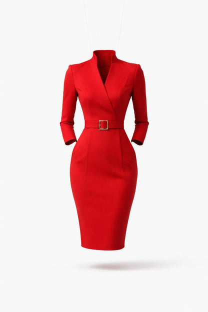 Jess Elegante Midi Jurk Met Ceintuur Dames
