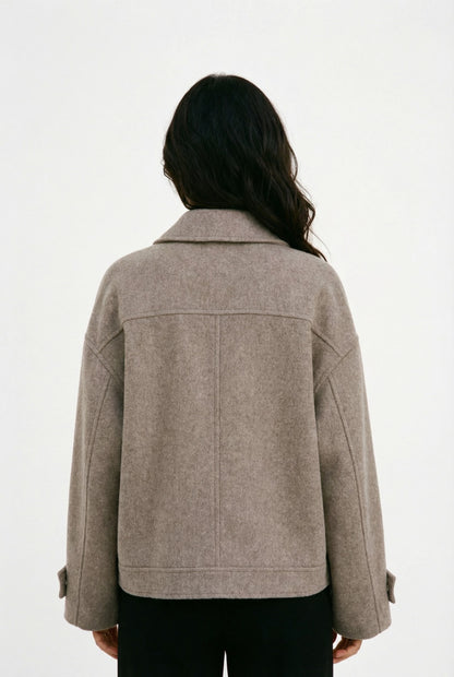 Founders Crop Jacket Taupe Luxe Wolblend Dames Jas