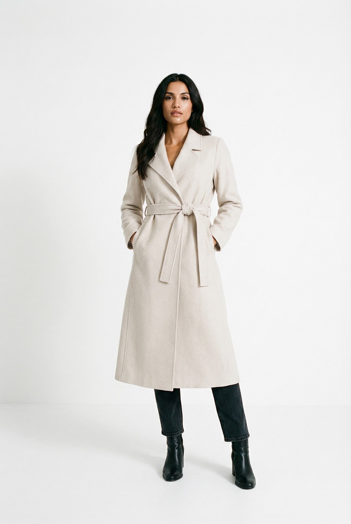 Talia Dames Lange Manteljas | Wolmix, Elegant