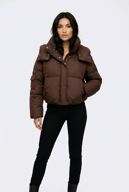 Faddox Puffer Jacket Cropped Dames Puffer Jas met Capuchon