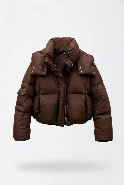 Faddox Puffer Jacket Cropped Dames Puffer Jas met Capuchon