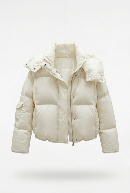 Faddox Puffer Jacket Cropped Dames Puffer Jas met Capuchon