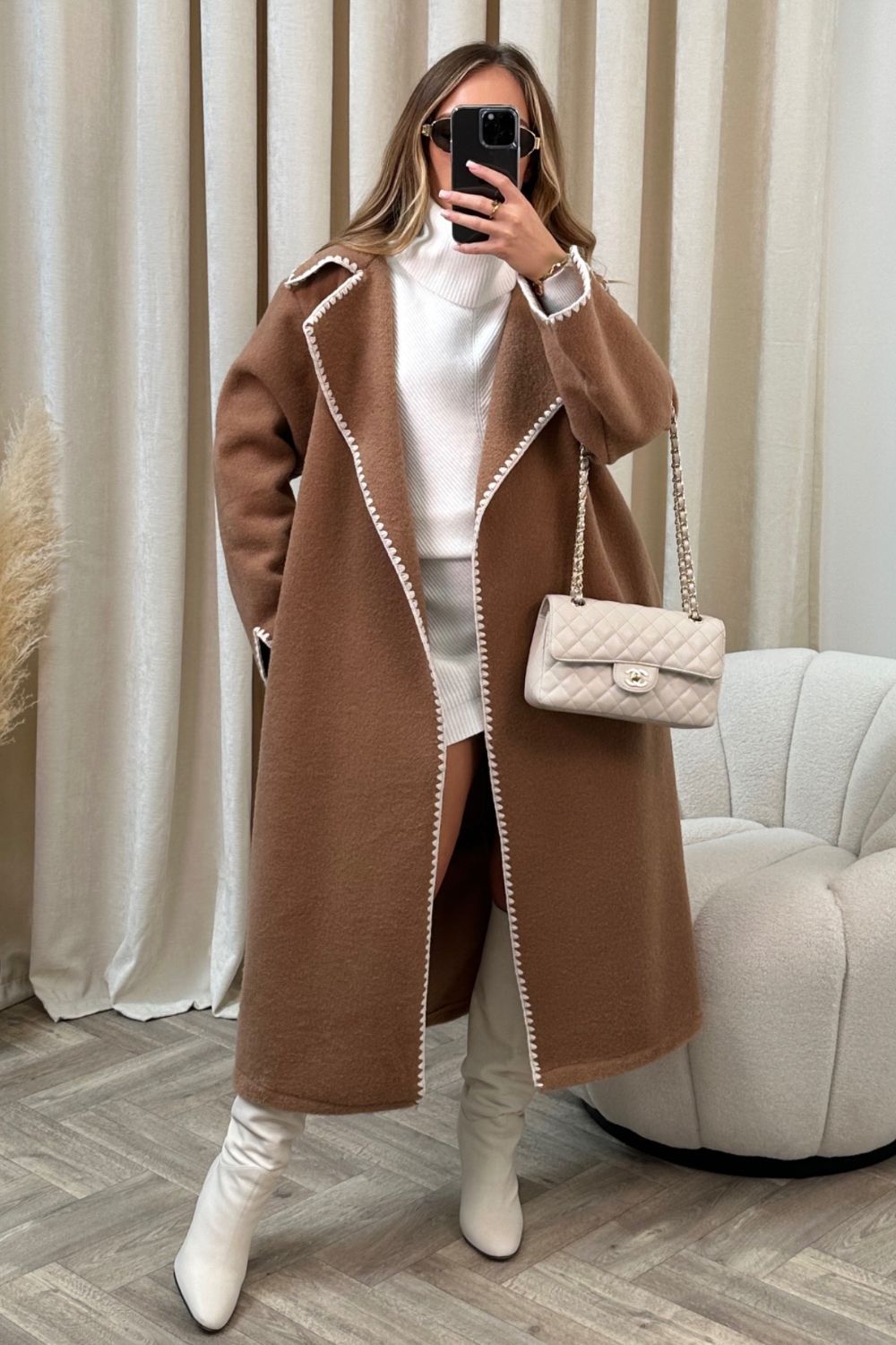 Addison - Omkeerbare Wollen Damesjas met Haaksluiting | Luxe Reversible Coat