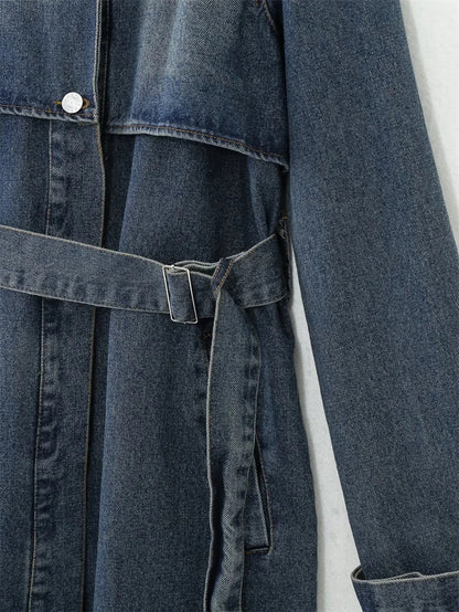 Harper Denim Trenchcoat – Donkerblauw