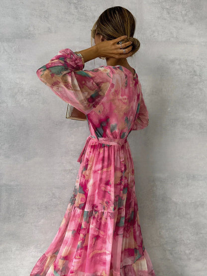 Ariana  Elegante Chiffon Maxi Dress met Bloemenprint