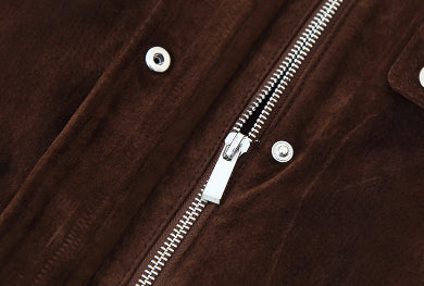 Darlene Vintage Bruin Suède Look Jacket – Luxe Cropped Dames Biker Jacket