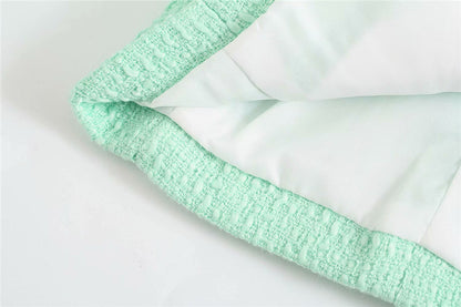 Brooklyn Elegant Mintgroen Tweed Blazerjasje met Dubbele Knopen – Luxe Dames Blazer